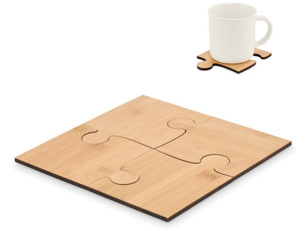 Set de 4 posavasos tipo puzle Lepy Madera detalle 2