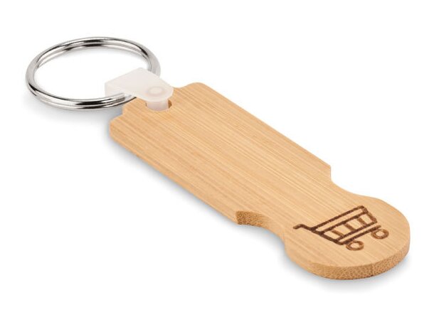 Llavero moneda carro promocional alargado de bambu Compras Madera detalle 3