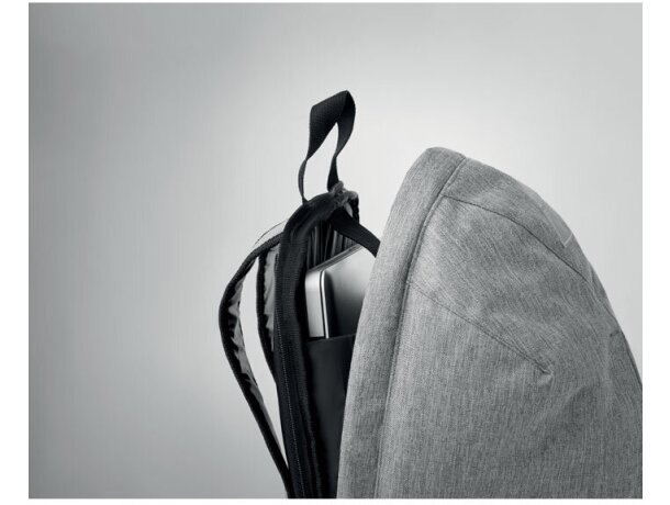 Mochila infantil poliéster 600D jaspeada correas acolchadas Gris claro detalle 8
