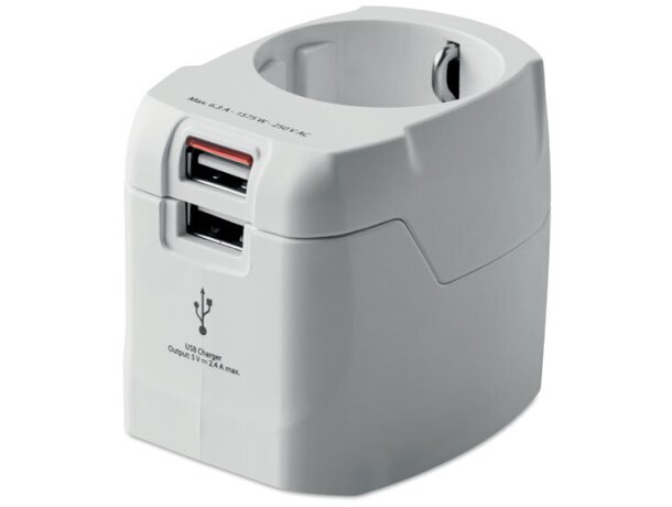 Adaptador y cargador de 3 polos UE y seguro niños Pro Light Blanco detalle 2