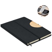 Libreta con banda elástica publicitaria RPET 600D bambú soporte smartphone 160 páginas