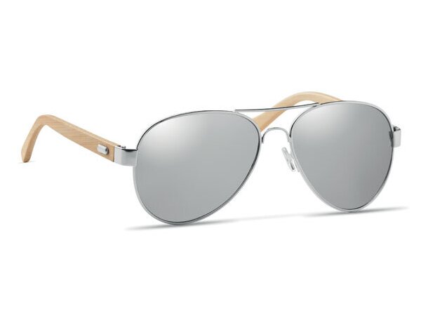 Gafas de sol personalizadas con uv400 bambu Honiara Plateado brillante detalle 15