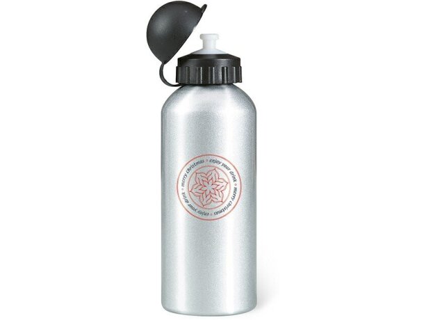 Bidón de agua personalizado de metal 600 ml para empresas plateado mate