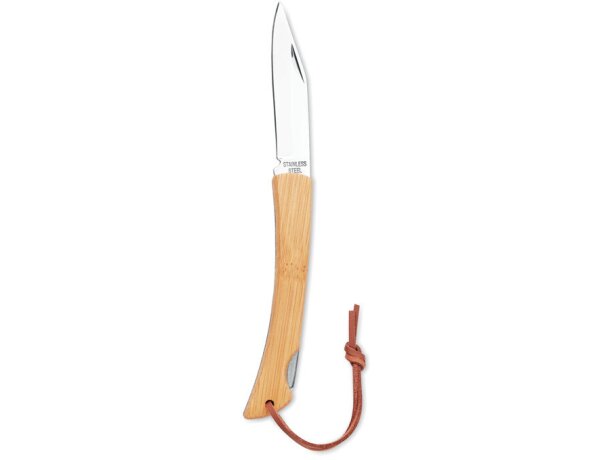 Cuchillo plegable de bambú Mansan Madera detalle 1