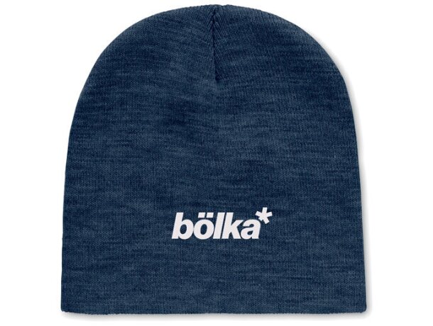 Gorros invierno unisex en suave poliéster elástico rPET Azul detalle 6