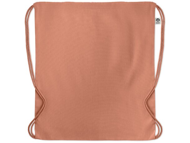 Mochila saco personalizada algodón orgánico Yuki Colour Naranja detalle 13