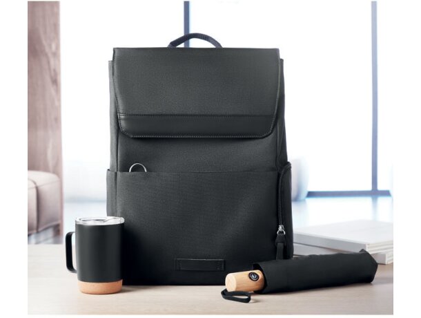 Mochila para pc con botón magnético de rPET 600D Daegu LAP Negro detalle 5