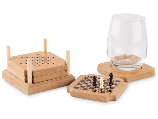 Set de 4 posavasos Coastgame Madera detalle 2