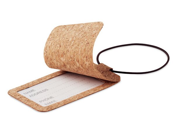 Etiqueta maletas corcho natural con cinta Ovalis Beige detalle 5