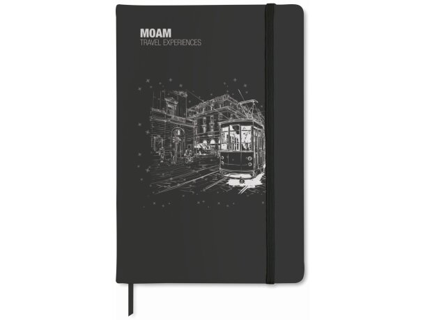 Cuaderno barato tamaño A6 con hojas rayadas negro travel experiences