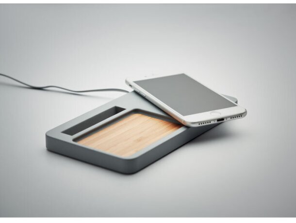 Set de sobremesa con cargador inalámbrico Viana Desk Gris claro detalle 3