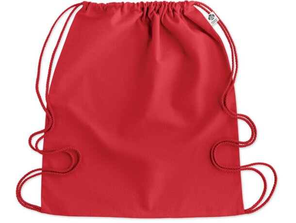 Mochila saco personalizada algodón orgánico Yuki Colour Rojo detalle 7