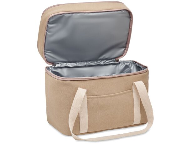 Bolsas térmicas algodón lavado con 2 compartimentos y cinta bandolera Beige detalle 1