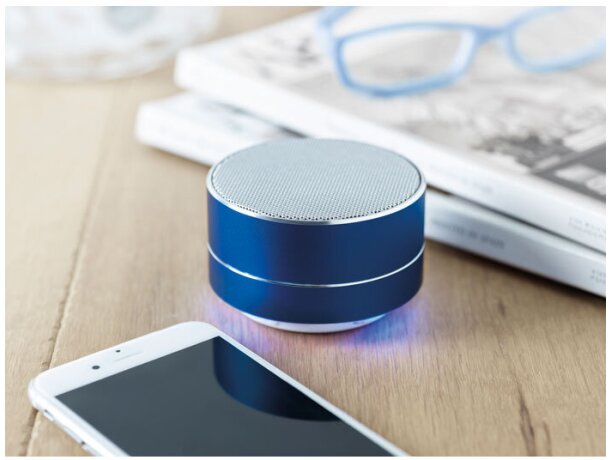 Altavoz Bluetooth De Aluminio Azul real detalle 6