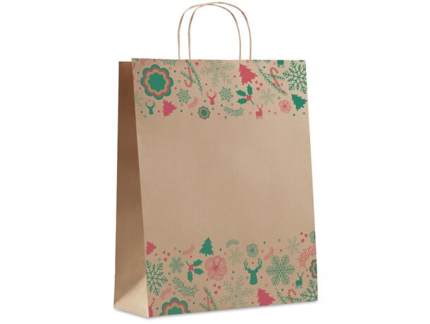Bolsa papel con motivo navideño reciclado 90 g/m2 BAO Large Beige detalle 3