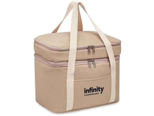 Bolsas térmicas algodón lavado con 2 compartimentos y cinta bandolera Beige detalle 3