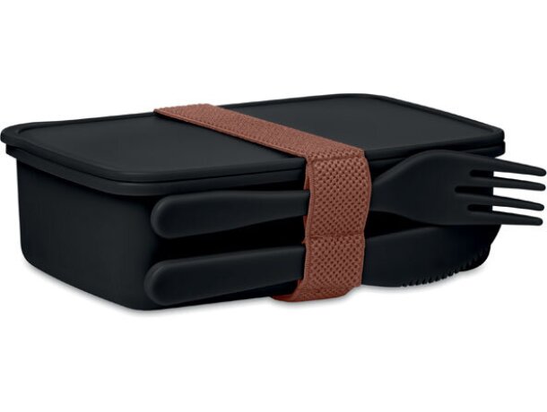 Fiambrera Sunday hermética con cubiertos integrados y banda Azul celeste detalle 17