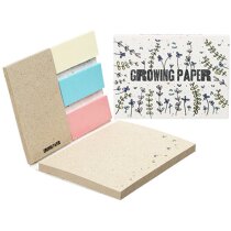Bloc de notas adhesivas con rotuladores de colores en papel de semilla