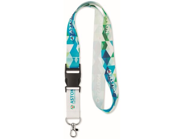 Lanyard satinado, sublimado y con hebilla  rojo transparente