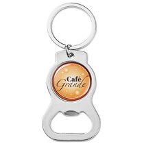 Llavero abridor con gota de resina de metal