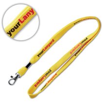 Lanyard cilíndrico con arandela y mosquetón metálico