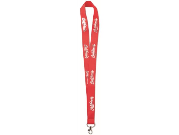 Lanyard de poliéster fino con diseño de lámina metálica rojo transparente
