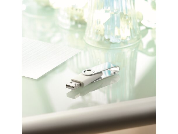 USB giratorio personalizado y económico Techmate blanco