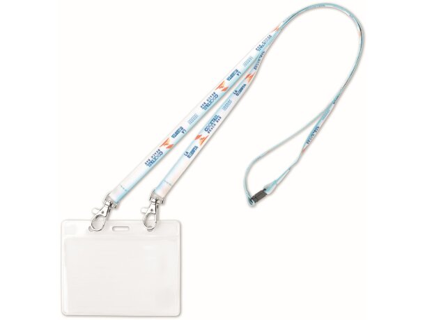 Lanyard sublimación con dos hebillas metálicas.