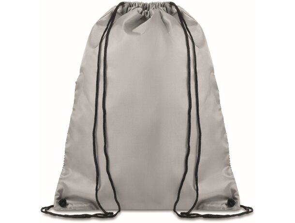 Mochila de cordones con cremallera gris barata