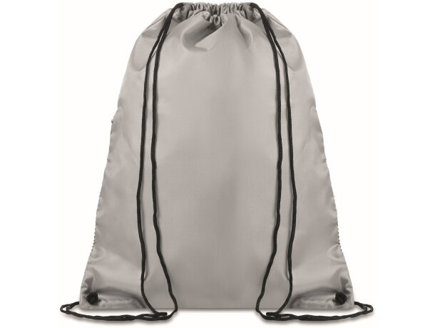 Mochila de cordones con cremallera gris barata