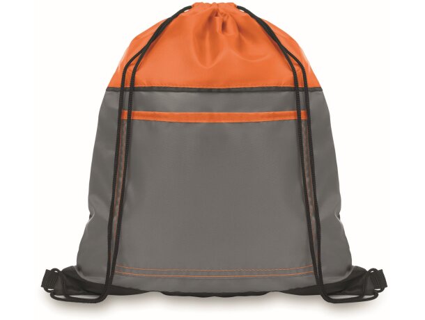 Bolsa de cordones con bolsillo frontal naranja