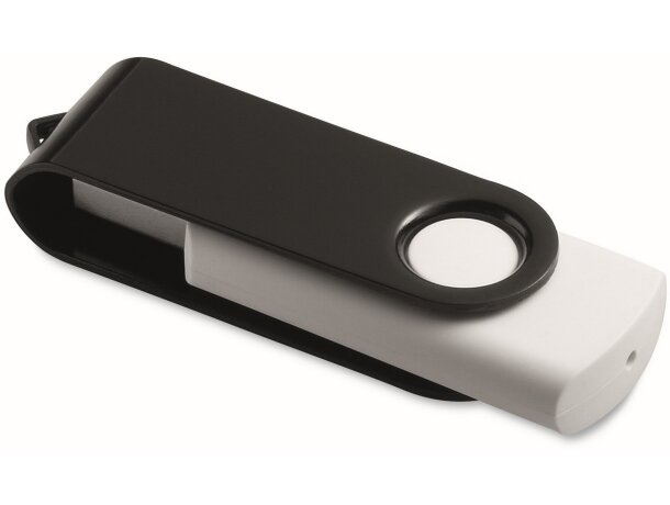 USB giratorio carcasa blanca 8GB con logo a todo color negro