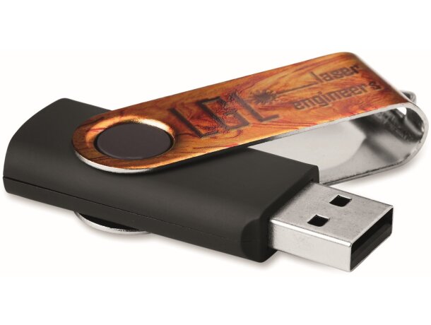 Pendrive giratorio con impresión completa y diseño innovador negro