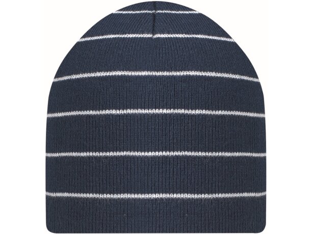 Gorro de doble capa con rayas de colores azul personalizada