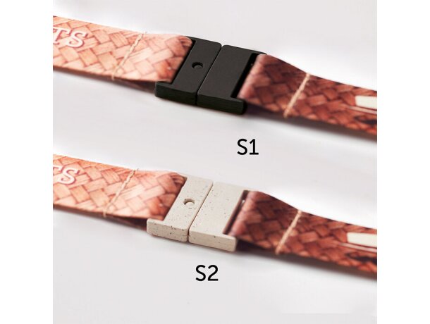 Lanyard sublimación con dos hebillas metálicas.