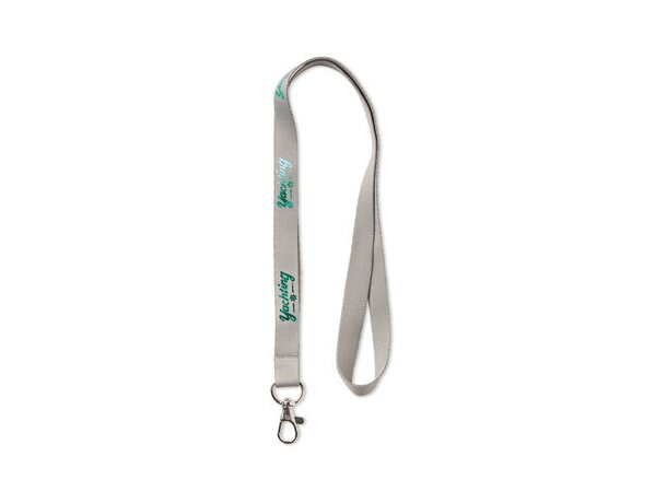 Lanyard de poliéster fino con diseño de lámina metálica gris oscuro