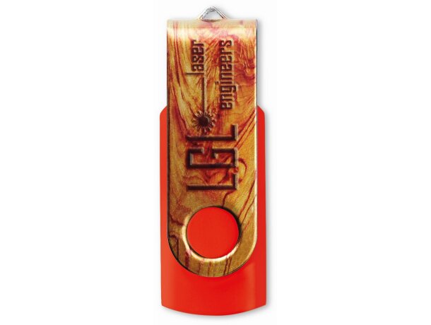 Pendrive giratorio con impresión completa y diseño innovador rojo