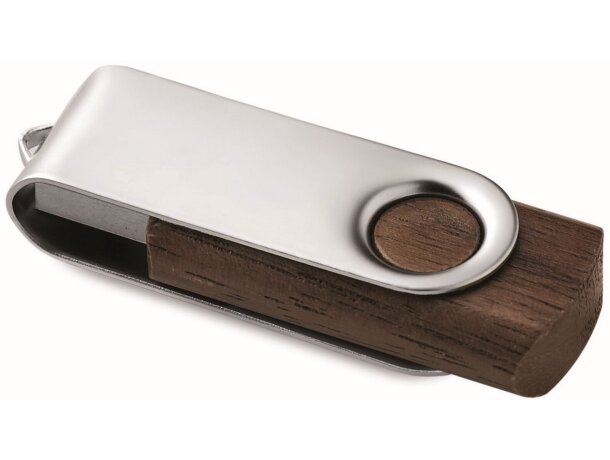 USB de madera y metal 16GB con mecanismo giratorio ecológico beige