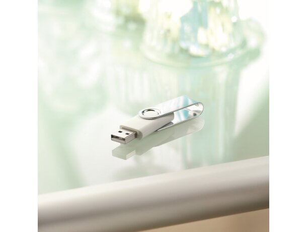 USB giratorio personalizado y económico Techmate blanco