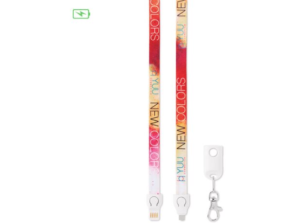 Lanyard y cable cargador 2 en 1 multicolour