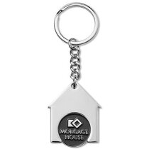 Llavero de casa publicitarios de metal con moneda para carrito