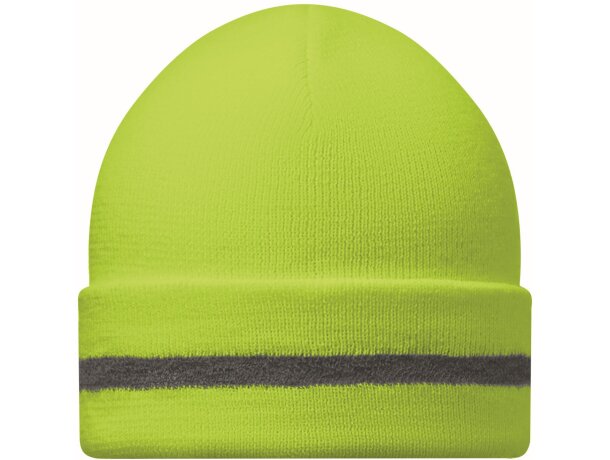 Gorro de doble capa de color neón amarillo fluorescente merchandising