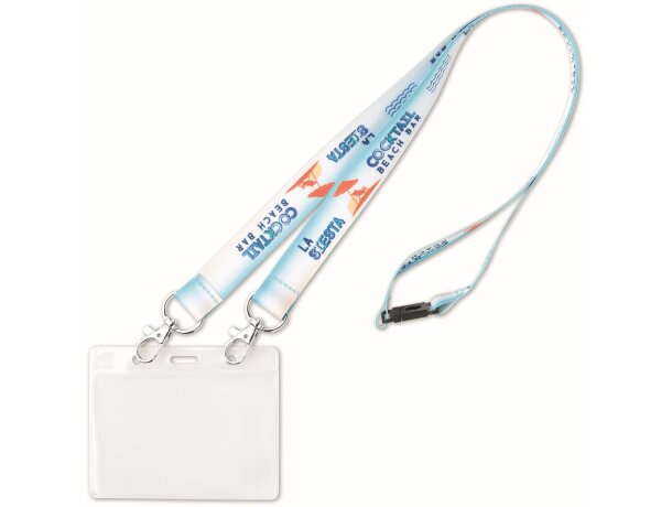 Lanyard sublimación con dos hebillas metálicas.