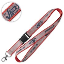 Lanyard purpurina con hebilla de plástico