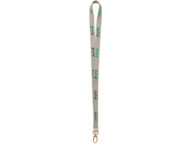 Lanyard de poliéster fino con diseño de lámina metálica gris oscuro