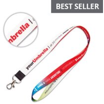 Cinta merchandising sublimable poliéster mosquetón antibacterial