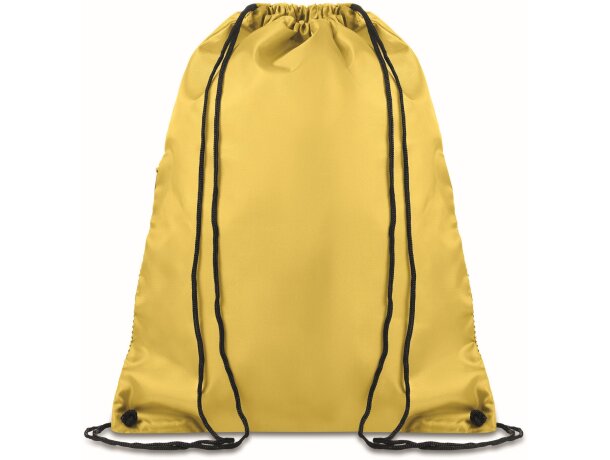 Mochila de cordones con cremallera amarillo personalizado