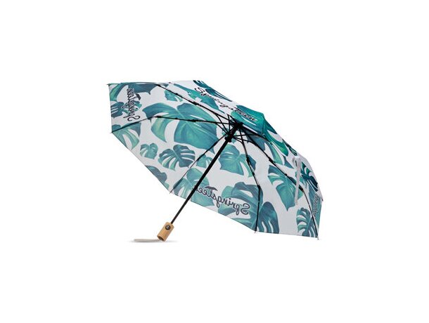 Paraguas plegable a 3 tiempos de 21 con mango de madera barato