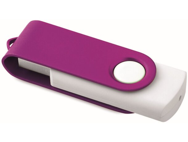 USB giratorio carcasa blanca 8GB con logo a todo color lila