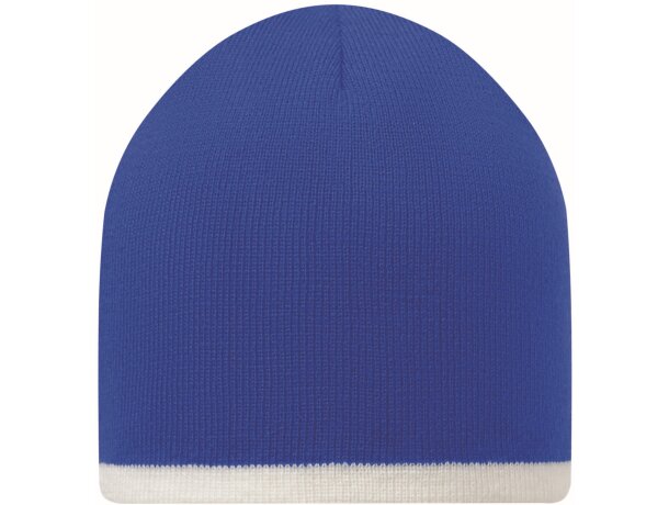 Gorro de doble capa con adorno de color azul royal grabada